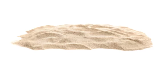 Foto op Plexiglas Heap of dry beach sand on white background © New Africa