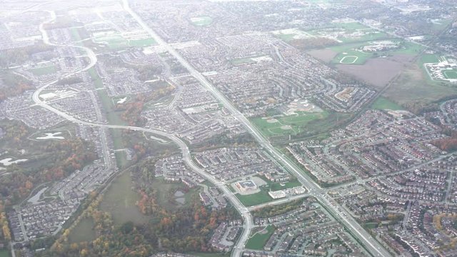 Aerial view of cityscape near the Pearson International Airport