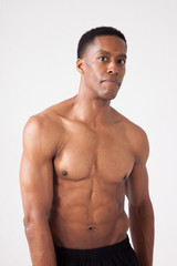Handsome strong black man with shirt off