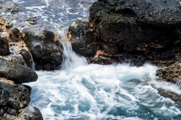water flowing over rocks