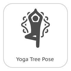 Yoga Fitness Tree Pose Icon. Flat Design Isolated Illustration.
