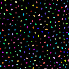 Abstract seamless pattern of small pieces of paper or splinters of ceramics of different sizes in various colors