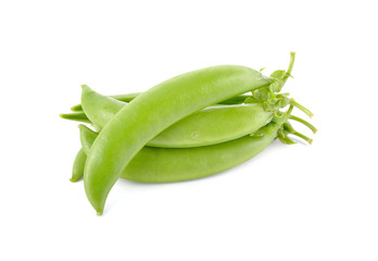 fresh sugar snap pea on white background