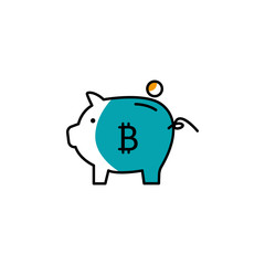 bitcoin, cryptocurrency, save, piggy bank icon. Element of color finance. Premium quality graphic design icon. Signs and symbols collection icon for websites