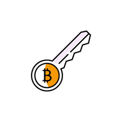 Naklejka premium key, cryptocurrency, bitcoin, password icon. Element of color finance. Premium quality graphic design icon. Signs and symbols collection icon for websites