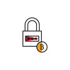 lock, password, bitcoin, cryptocurrency icon. Element of color finance. Premium quality graphic design icon. Signs and symbols collection icon for websites