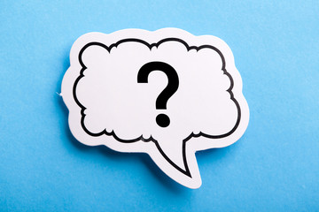 Question Mark Speech Bubble Isolated On Blue