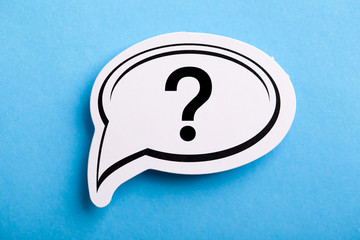 Question Mark Speech Bubble Isolated On Blue