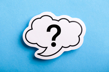Question Mark Speech Bubble Isolated On Blue