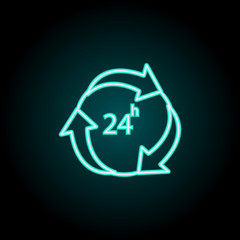 24 hours icon. Elements of Logistics in neon style icons. Simple icon for websites, web design, mobile app, info graphics