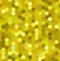 Yellow seamless abstract mosaic background. Hexagons geometric background. Design elements. Vector illustration