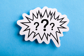 Question Mark Speech Bubble Isolated On Blue