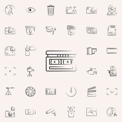 video cassette outine icon. Photo and camera icons universal set for web and mobile