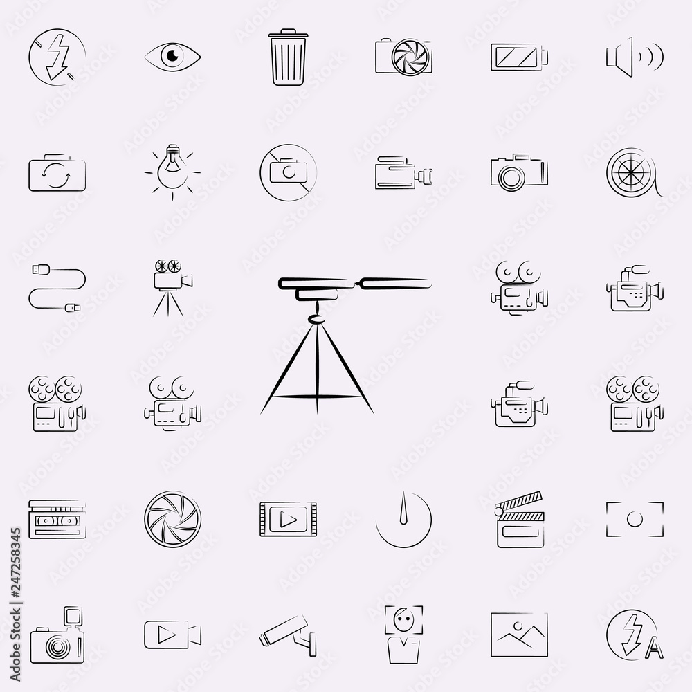 Poster tripod for camera outine icon. photo and camera icons universal set for web and mobile