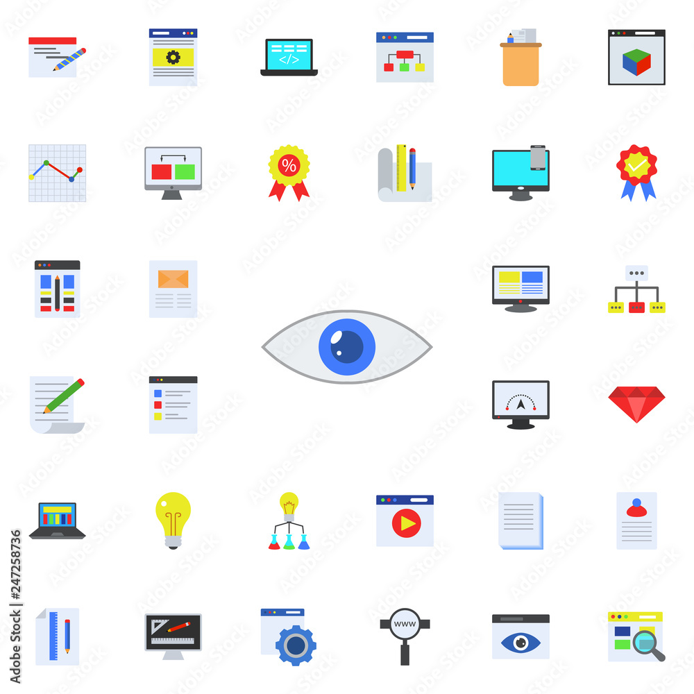 Poster eye colored icon. programming sticker icons universal set for web and mobile