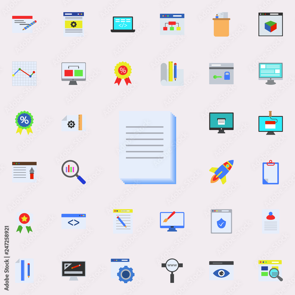 Poster sheets colored icon. programming sticker icons universal set for web and mobile