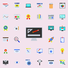 drawing program colored icon. Programming sticker icons universal set for web and mobile