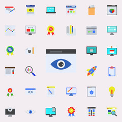 look in the browser colored icon. Programming sticker icons universal set for web and mobile
