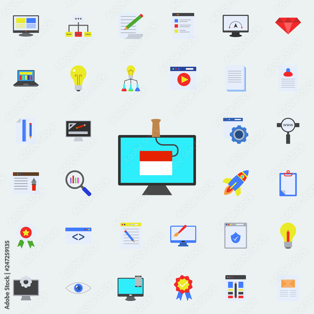Poster digital coloring colored icon. programming sticker icons universal set for web and mobile