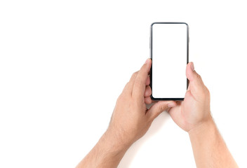 Man hand holding the black smartphone