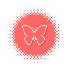 Butterfly icon on half tone round shape