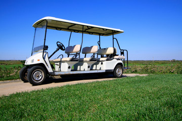 golf course landscape and battery cart