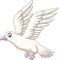 Cartoon happy dove flying