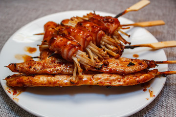 Mala is Grilled meat (Beef, Pork, Chickens or Mushroom) with chilli sauce.