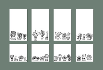 Succulents in doodle style. Vector illustration.
