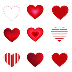 Hearts set isolated on white background