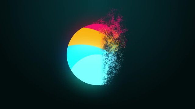 4k animation. Logo reveals from the particles. Noise displacement. Colorful logo.