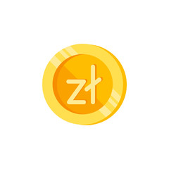 Zloty, coin, money color icon. Element of color finance signs. Premium quality graphic design icon. Signs and symbols collection icon for websites, web design