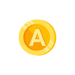 A, letter, coin color icon. Element of color finance signs. Premium quality graphic design icon. Signs and symbols collection icon for websites, web design