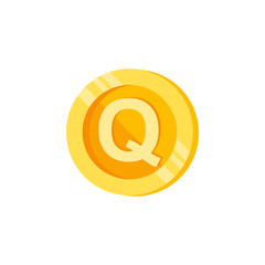 Q, letter, coin color icon. Element of color finance signs. Premium quality graphic design icon. Signs and symbols collection icon for websites, web design