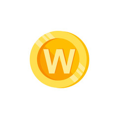 W, letter, coin color icon. Element of color finance signs. Premium quality graphic design icon. Signs and symbols collection icon for websites, web design