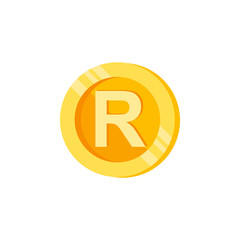 R, letter, coin color icon. Element of color finance signs. Premium quality graphic design icon. Signs and symbols collection icon for websites, web design