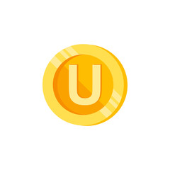 Obraz premium U, letter, coin color icon. Element of color finance signs. Premium quality graphic design icon. Signs and symbols collection icon for websites, web design