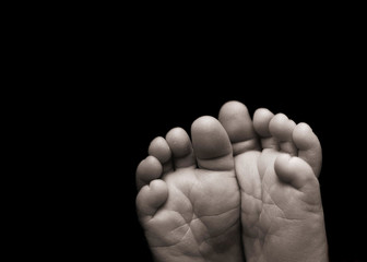 Feet, toes, skin, black background, black and white photo, parenting, newborn, baby, precious, delicate, love, horizontal image