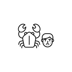 Crustacean, allergic icon. Element of problems with allergies icon. Thin line icon for website design and development, app development. Premium icon