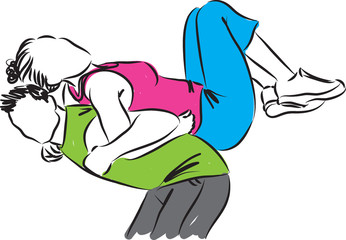 fitness couple illustration 