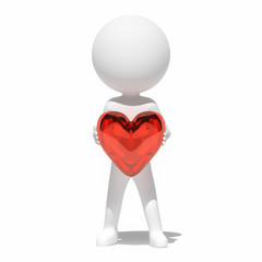 White human with heart, 3D artwork