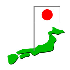 日本の上に立つ国旗