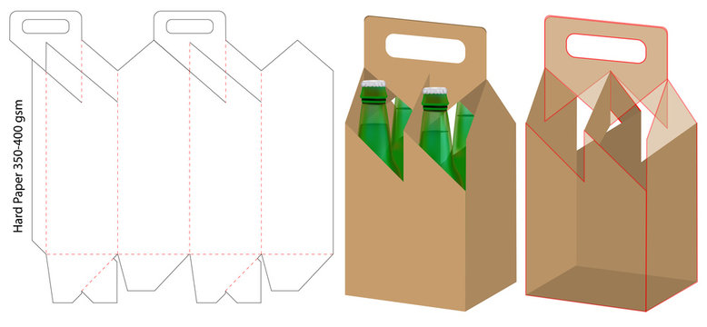 beverage packaging die cut template design. 3d mock-up