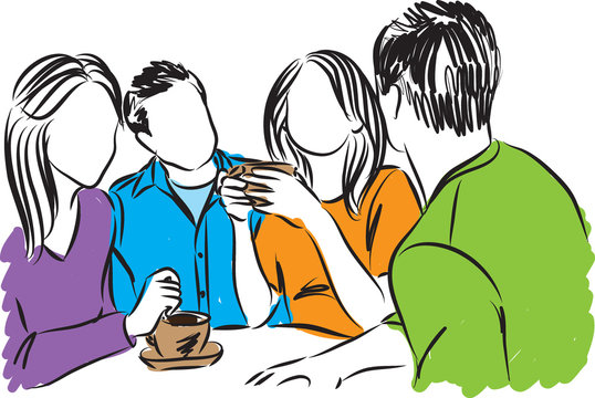 friends together coffee time vector illustration