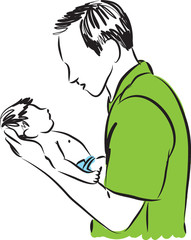FATHER AND BABY ILLUSTRATION 