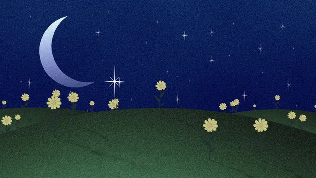 Crescent Moon Stars and Flowers Cut Out Style