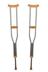 walking stick for broken leg on white background