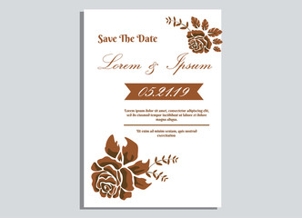 weeding invitation 10, romantic style with rose flower  and monstera background