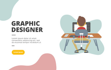 Graphic Designer flat design banner illustration concept for digital marketing and business promotion