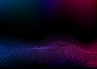 Abstract futuristic blue purple wavy dotted lines background